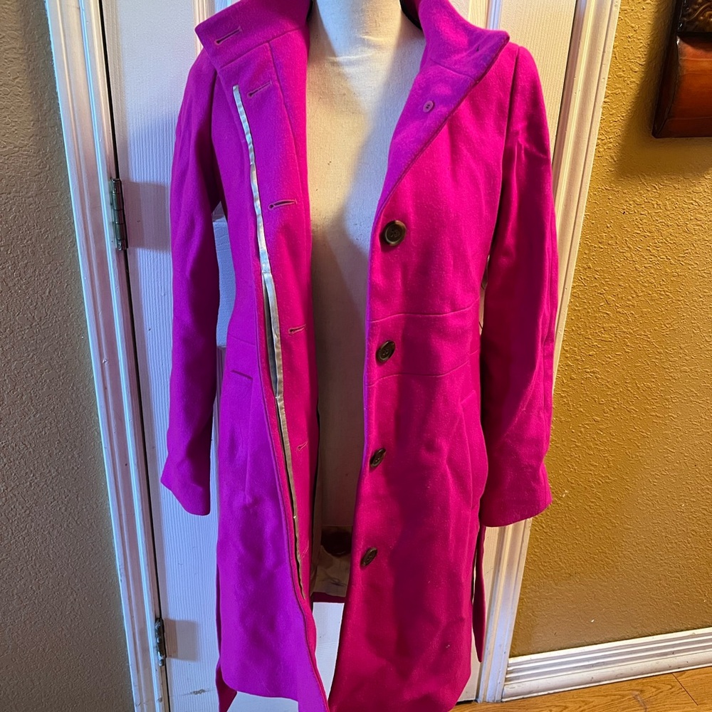 J. Crew Vibrant Pink Trench Coat
